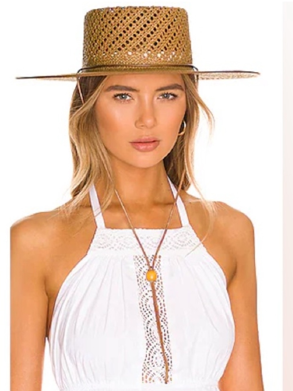 Lack of Color The Cesca Hat Brown Woven Straw Boater Sun Hat NWT Medium 57cm